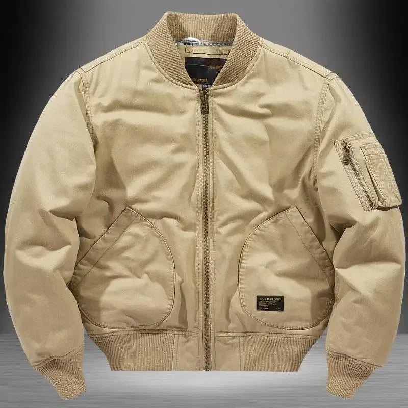 Men's Bomber Jacket Lightweight Cotton Relaxed Fit Zip Front Navy 5
