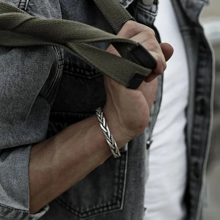 Men's Braided Cuff Bracelet for Daily Looks with Open Fit 2