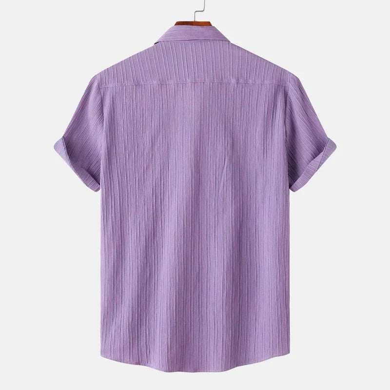 Men's Breathable Linen Shirt for Summer with Spread Collar 1