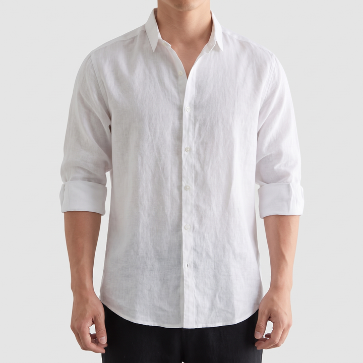 Men's Breezy Linen Cotton Henley with Three-Button Neck 5