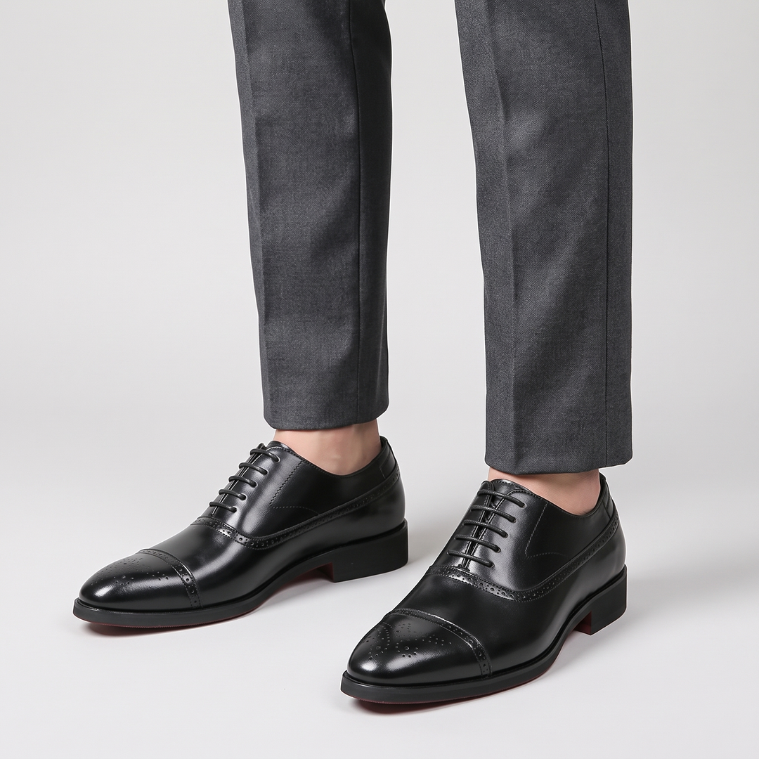 Men's Brogue Oxford Shoes for Office Wear with Cap Toe 1