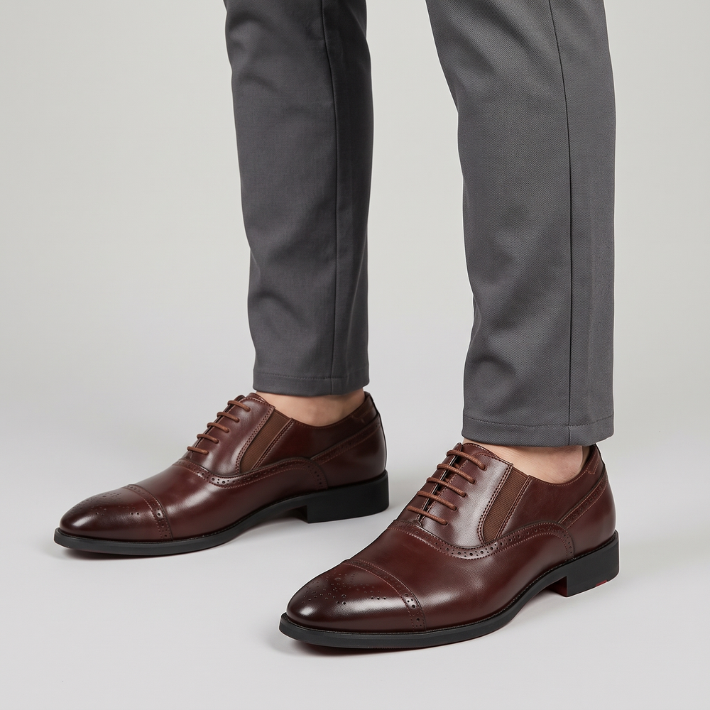 Men's Brogue Oxford Shoes for Office Wear with Cap Toe 2