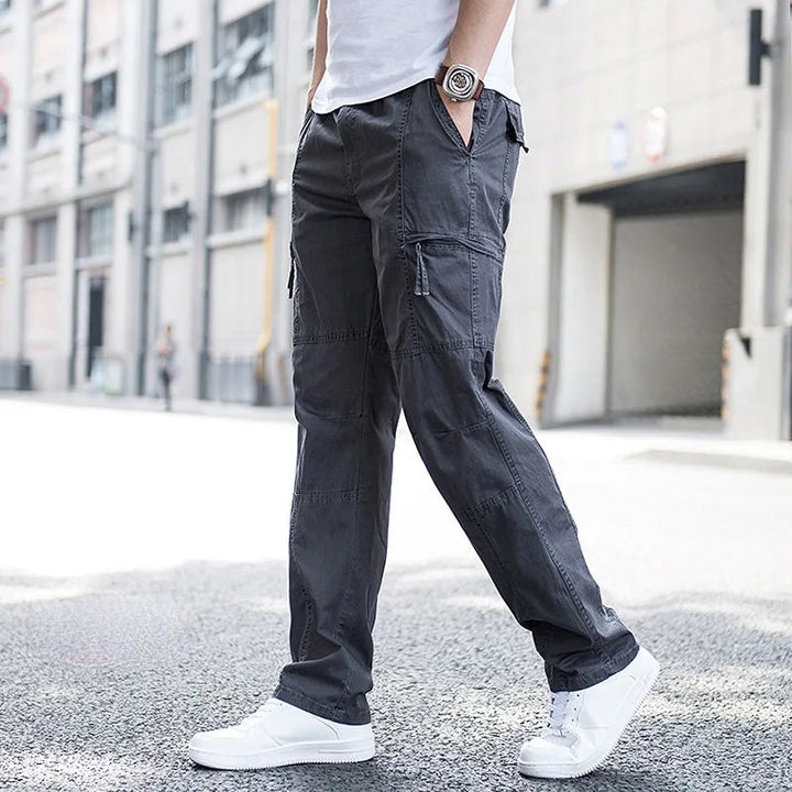Men's Cargo Pants Organic Cotton 4-Way Stretch Relaxed Fit Black 1