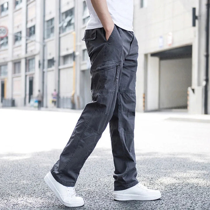 Men's Cargo Pants Organic Cotton 4-Way Stretch Relaxed Fit Black 2
