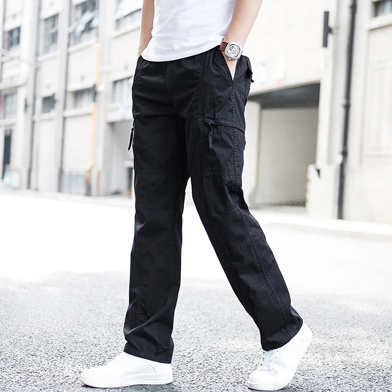 Men's Cargo Pants Organic Cotton 4-Way Stretch Relaxed Fit Black 7