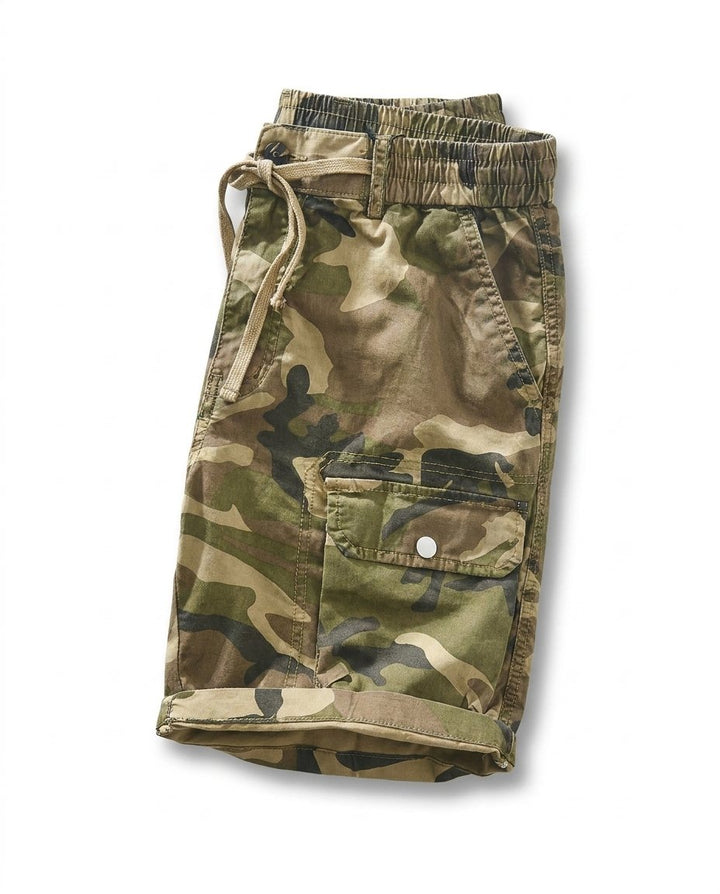 Men's Cargo Shorts Cotton Blend Camo Pattern Elastic Waist Blue 0
