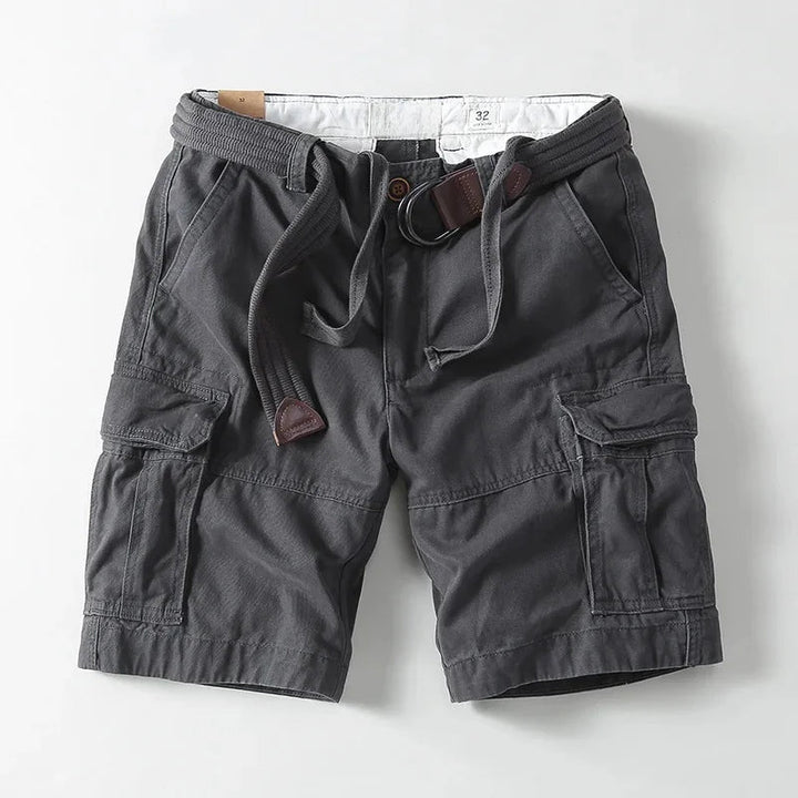 Men's Cargo Shorts Cotton Relaxed Fit Built-In Canvas Belt Khaki 0