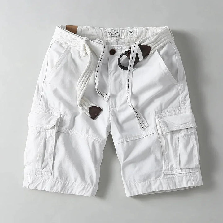 Men's Cargo Shorts Cotton Relaxed Fit Built-In Canvas Belt Khaki 4