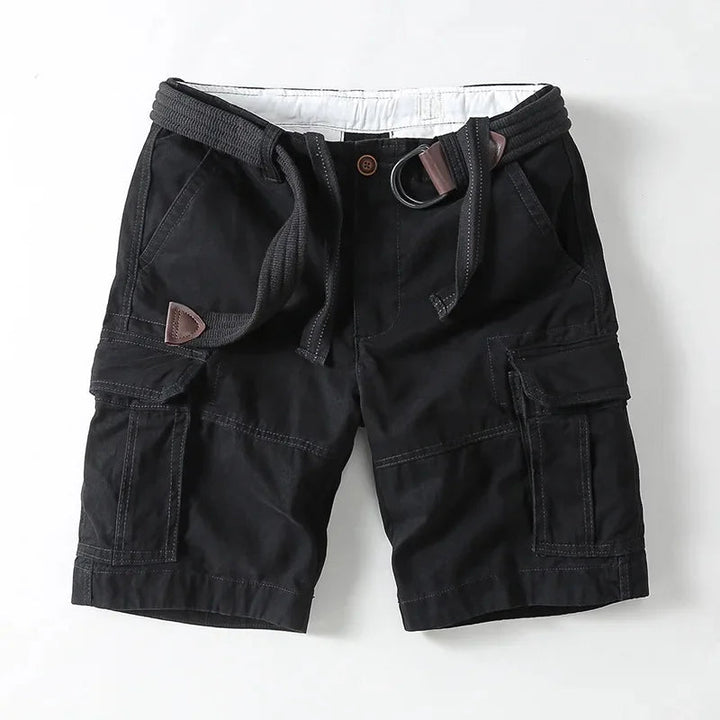 Men's Cargo Shorts Cotton Relaxed Fit Built-In Canvas Belt Khaki 5