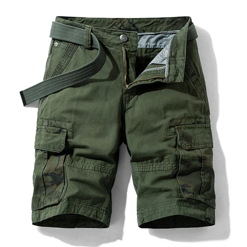 Men's Cargo Shorts Cotton Relaxed Fit Camo Accents Multiple Pockets 1