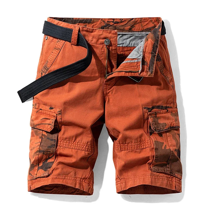 Men's Cargo Shorts Cotton Relaxed Fit Camo Accents Multiple Pockets 3