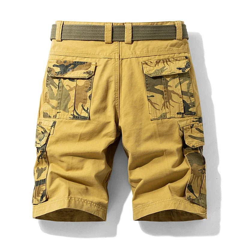 Men's Cargo Shorts Cotton Relaxed Fit Camo Accents Multiple Pockets 4