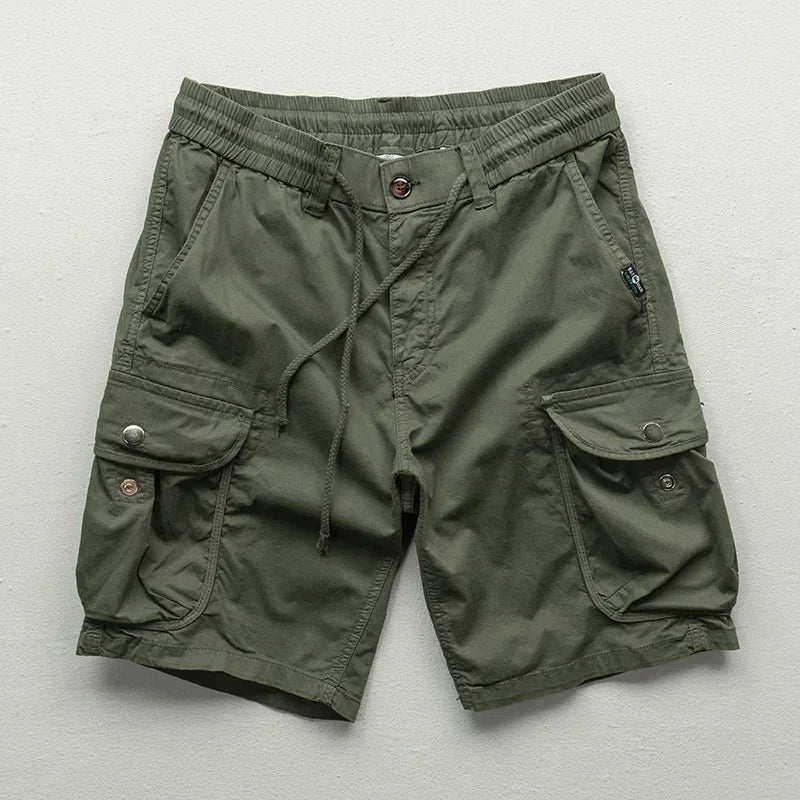 Men's Cargo Shorts Cotton Relaxed Fit Drawstring Waist Navy 2