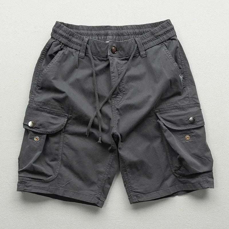 Men's Cargo Shorts Cotton Relaxed Fit Drawstring Waist Navy 3