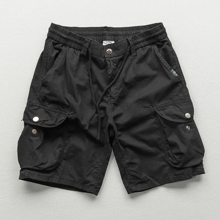 Men's Cargo Shorts Cotton Relaxed Fit Drawstring Waist Navy 4