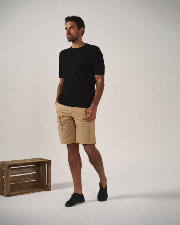 Men's Cargo Shorts Organic Cotton Tailored Fit Multiple Pockets Beige 2