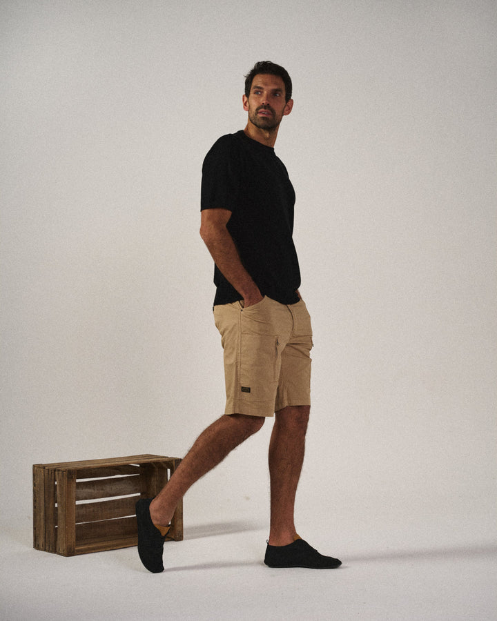 Men's Cargo Shorts Organic Cotton Tailored Fit Multiple Pockets Beige 3