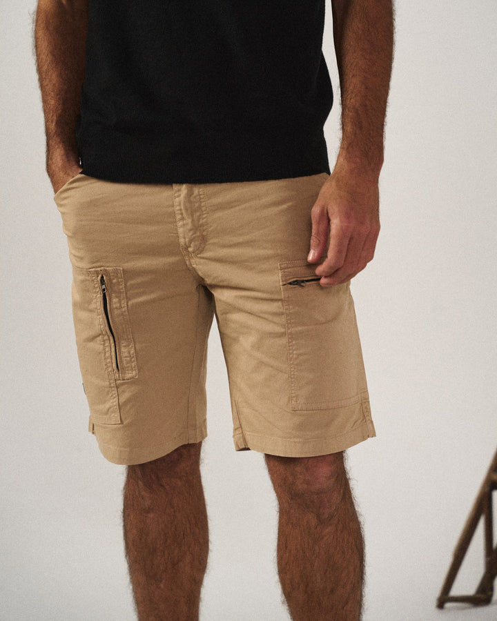 Men's Cargo Shorts Organic Cotton Tailored Fit Multiple Pockets Beige 5