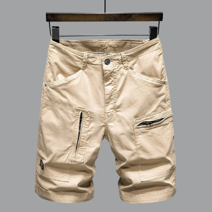 Men's Cargo Shorts Organic Cotton Tailored Fit Multiple Pockets Beige 6