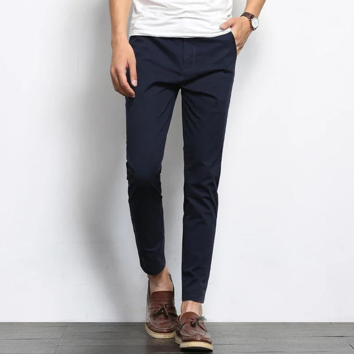 Men's Casual Pants Lightweight Stretch Straight Leg Ankle Length Solid Color 0