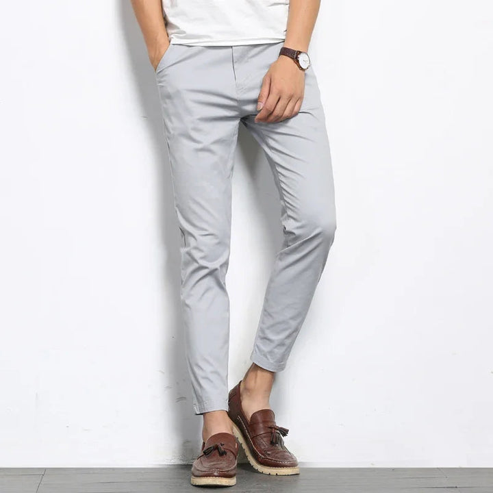 Men's Casual Pants Lightweight Stretch Straight Leg Ankle Length Solid Color 1