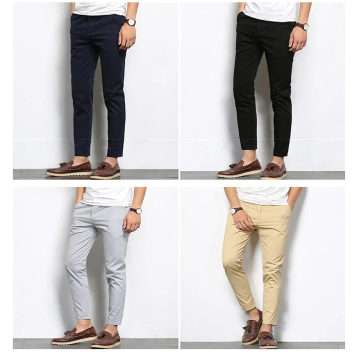 Men's Casual Pants Lightweight Stretch Straight Leg Ankle Length Solid Color 2