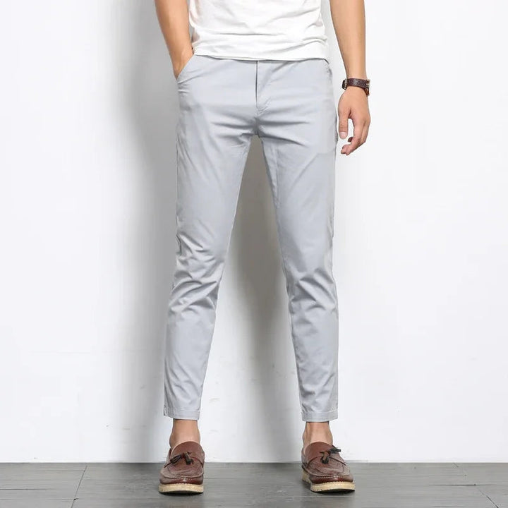 Men's Casual Pants Lightweight Stretch Straight Leg Ankle Length Solid Color 4