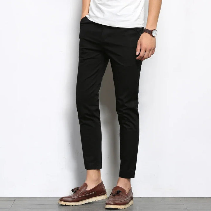 Men's Casual Pants Lightweight Stretch Straight Leg Ankle Length Solid Color 5