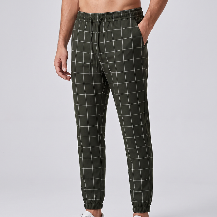 Men's Checkered Joggers for Lounging with Tapered Fit 4