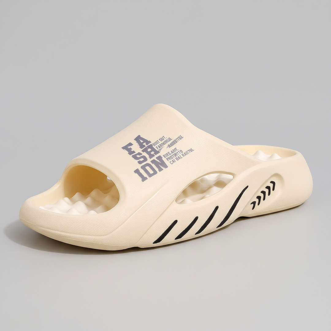 Men's Chunky Platform Slides for Home with Textured Footbed 0