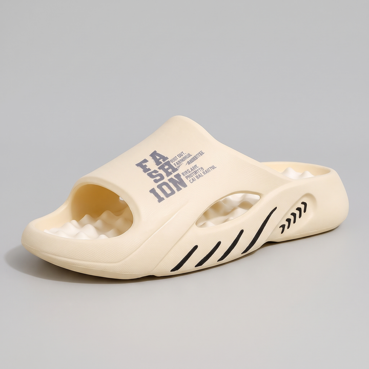 Men's Chunky Platform Slides for Home with Textured Footbed 0