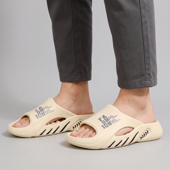 Men's Chunky Platform Slides for Home with Textured Footbed 1