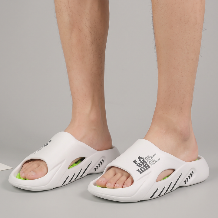 Men's Chunky Platform Slides for Home with Textured Footbed 2