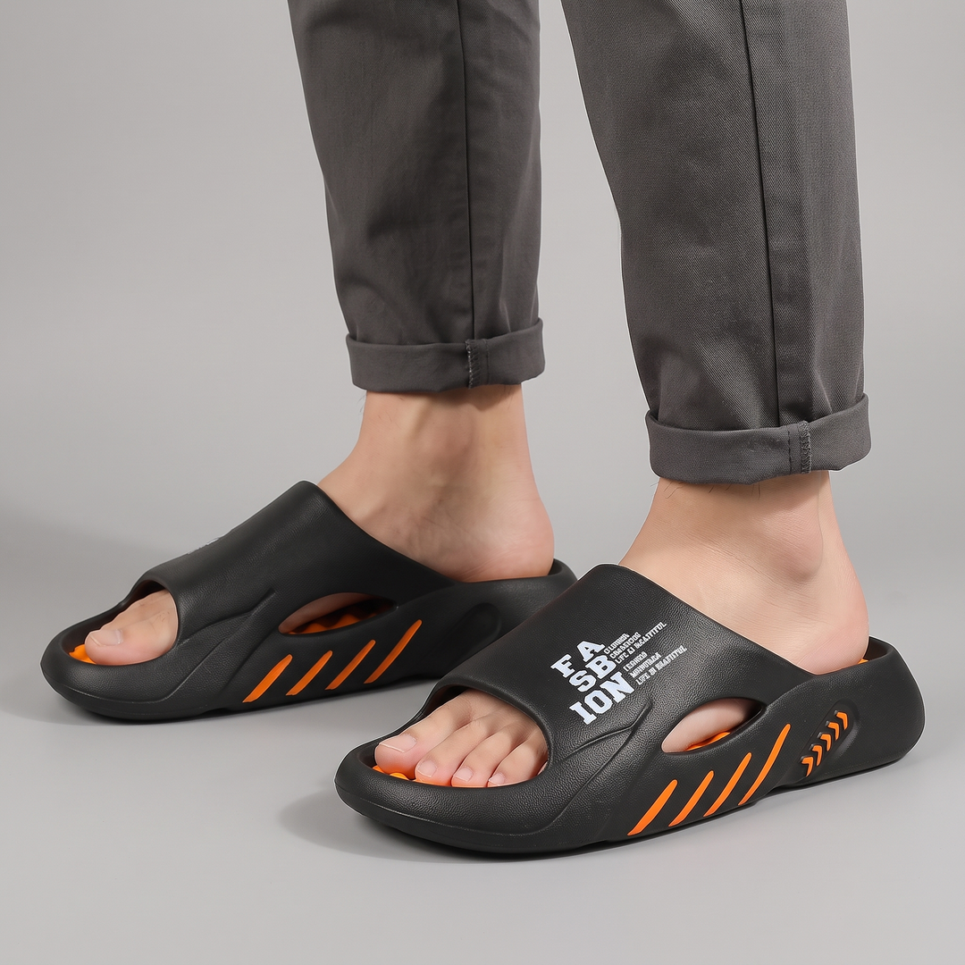 Men's Chunky Platform Slides for Home with Textured Footbed 3