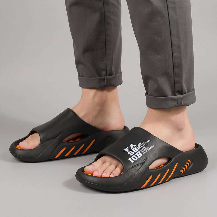Men's Chunky Platform Slides for Home with Textured Footbed 3