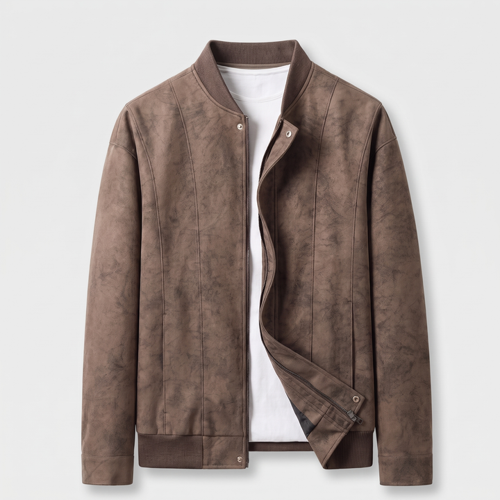 Men's Classic Bomber Jacket for Fall with Vegan Suede 0