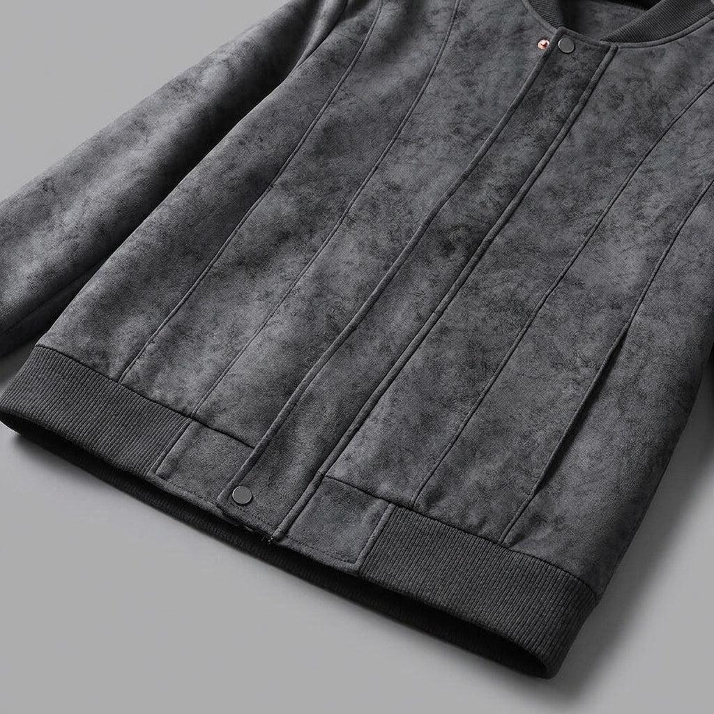 Men's Classic Bomber Jacket for Fall with Vegan Suede 6