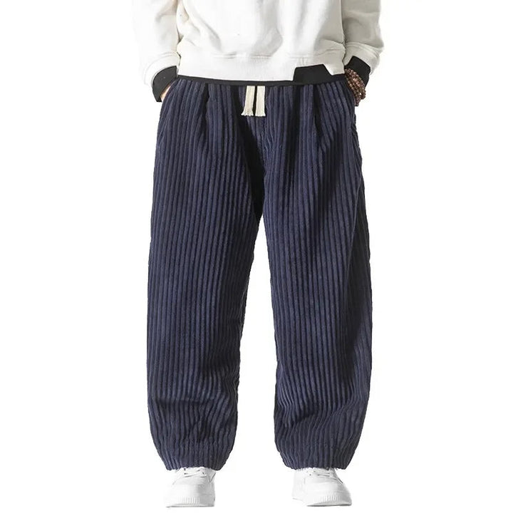 Men's Corduroy Weekend Pants Relaxed Fit Wide Leg Drawstring Waist Ribbed Texture 5