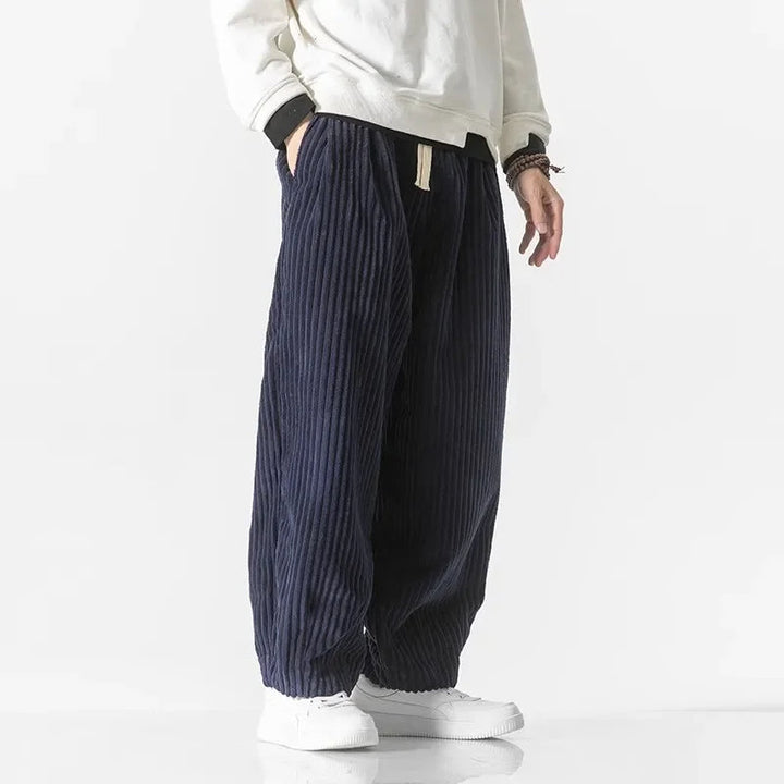 Men's Corduroy Weekend Pants Relaxed Fit Wide Leg Drawstring Waist Ribbed Texture 6