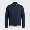 Men's Cotton Bomber Jacket for Layering with Ribbed Collar