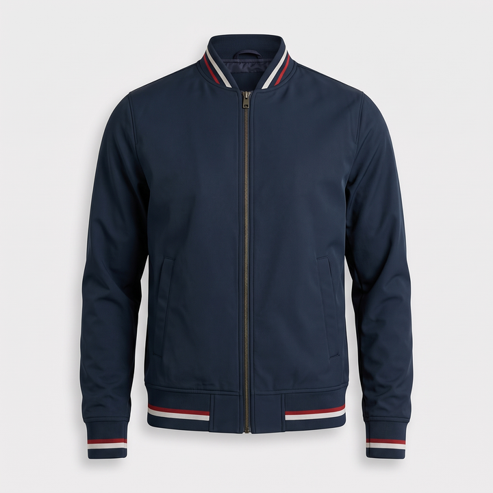 Men's Cotton Bomber Jacket for Layering with Ribbed Collar 0