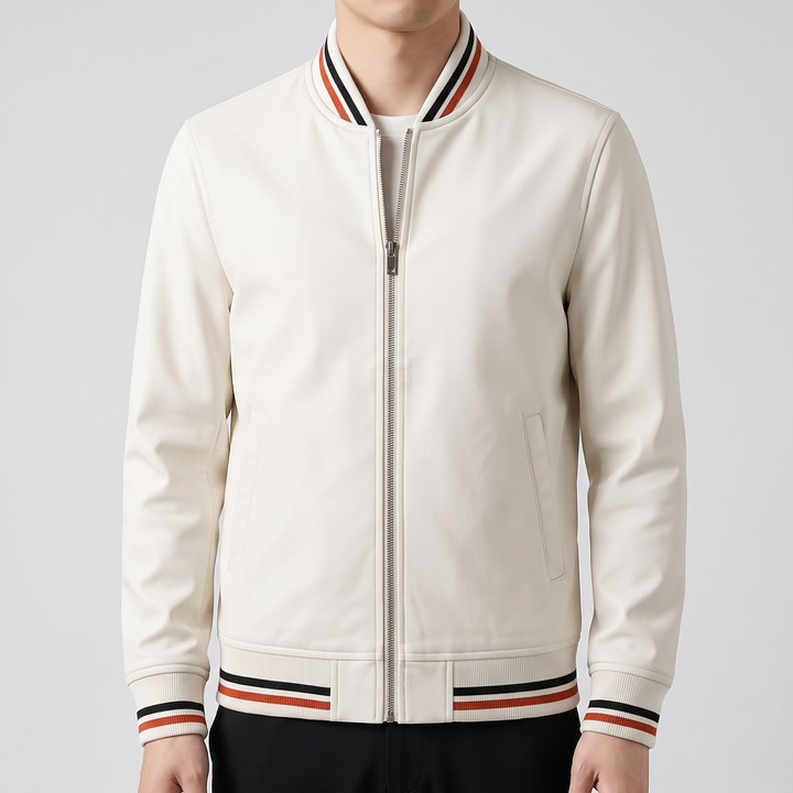 Men's Cotton Bomber Jacket for Layering with Ribbed Collar 2