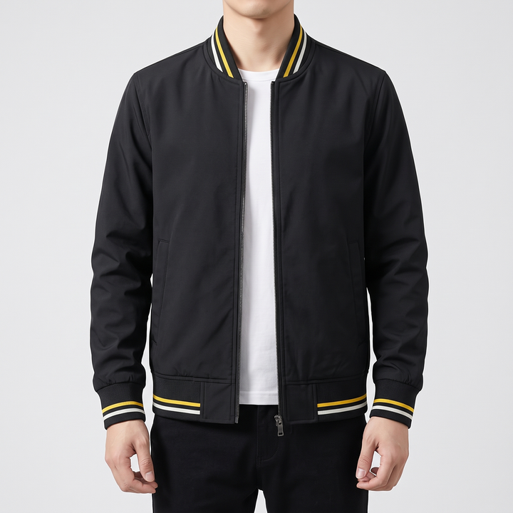 Men's Cotton Bomber Jacket for Layering with Ribbed Collar 5