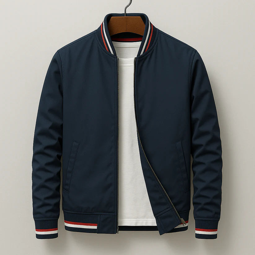 Men's Cotton Bomber Jacket for Layering with Ribbed Collar 7