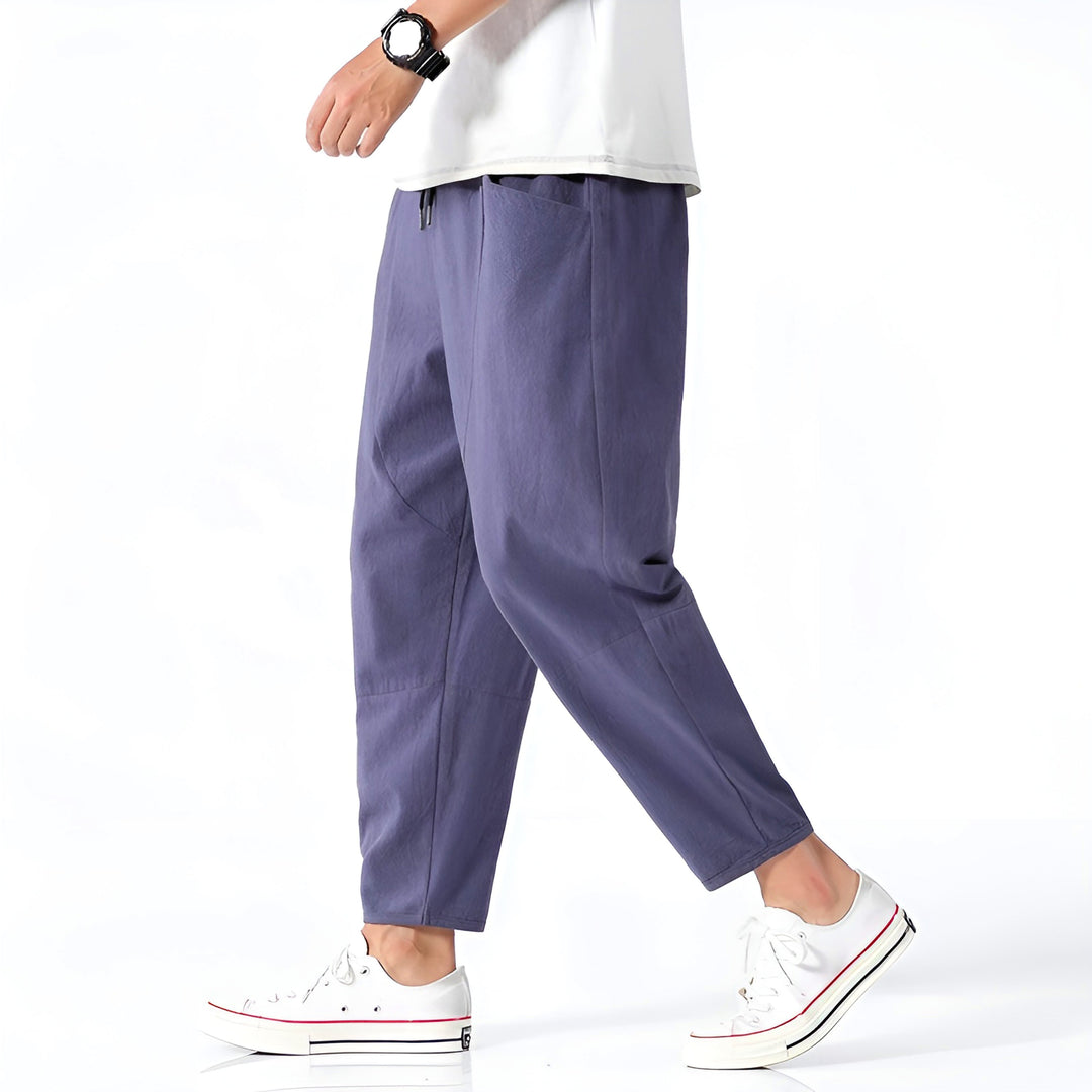 Men's Cropped Pants Lightweight Cotton Adjustable Drawstring Waist Urban Style 0