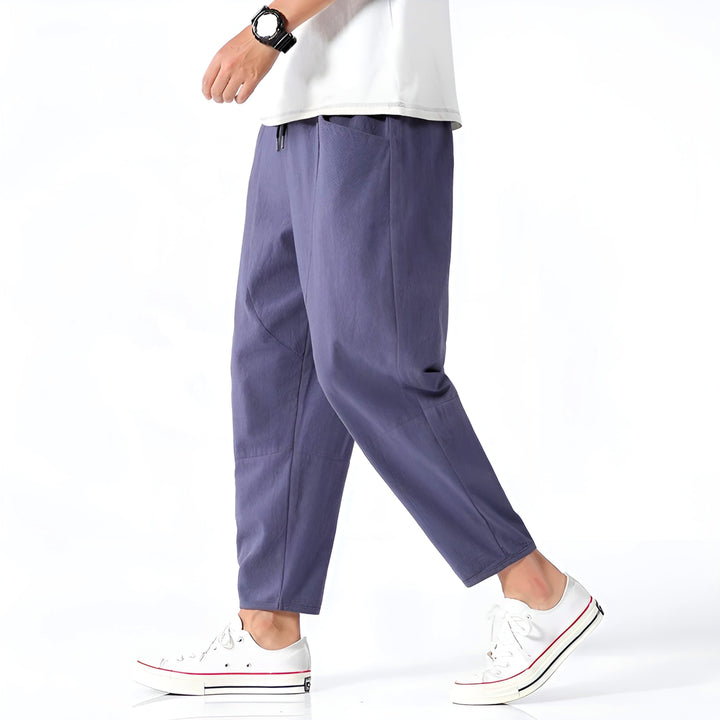 Men's Cropped Pants Lightweight Cotton Adjustable Drawstring Waist Urban Style 0