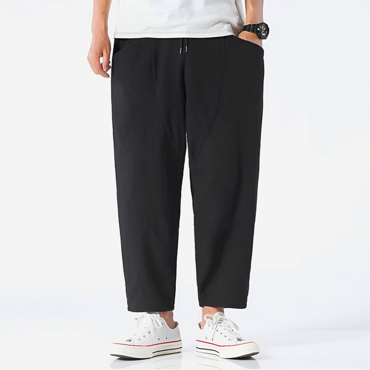 Men's Cropped Pants Lightweight Cotton Adjustable Drawstring Waist Urban Style 5