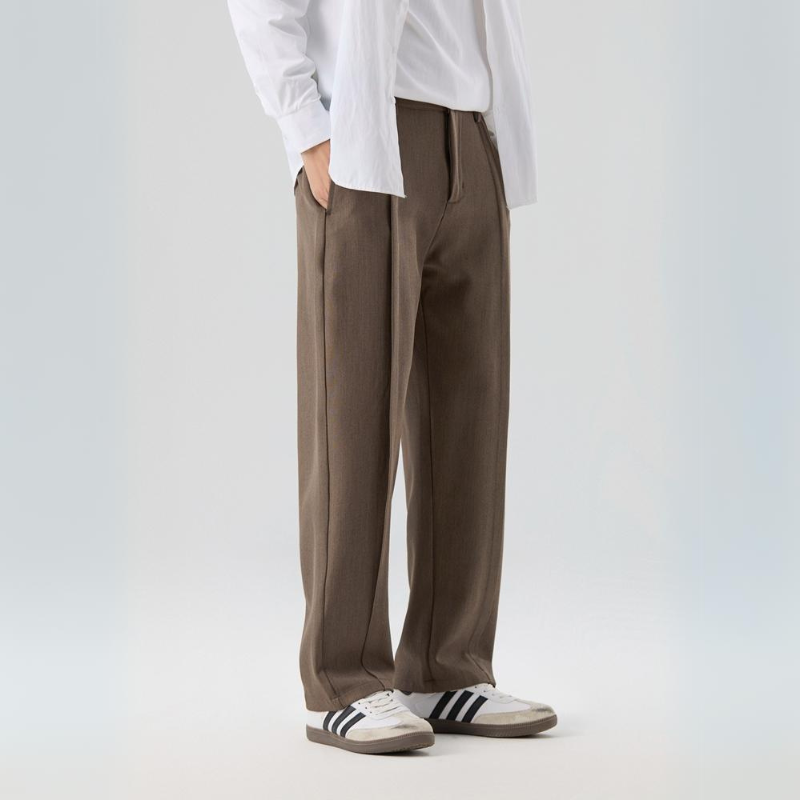 Men's Dress Trousers Lightweight Pleated Relaxed Fit Business Casual Gray 0