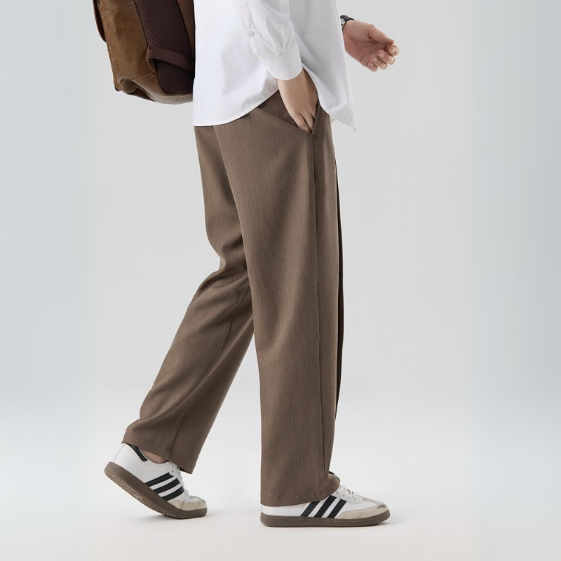 Men's Dress Trousers Lightweight Pleated Relaxed Fit Business Casual Gray 1