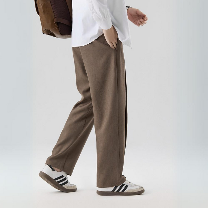 Men's Dress Trousers Lightweight Pleated Relaxed Fit Business Casual Gray 1